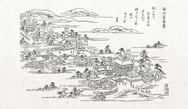 円山、安養寺全景（都名所図会　天明7年　1782）